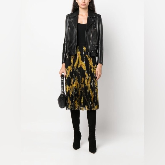 Versace Jeans Couture Chain Couture midi skirt Savage Barocco IT 48 US 12 pleats - Picture 2 of 9